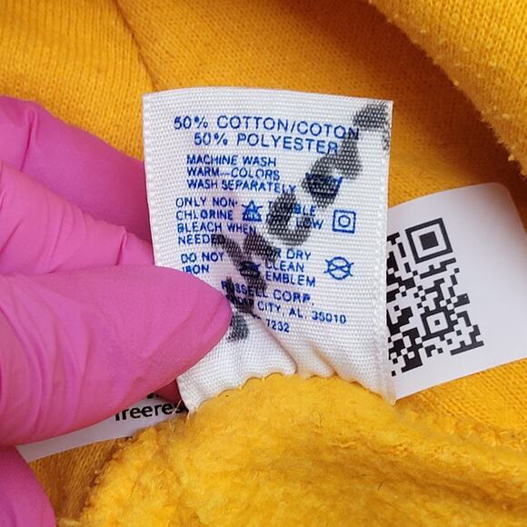 Vintage 80s JERZEES Hoodie Womens M/L 19x25 Yellow Arch USA - Picture 8 of 14